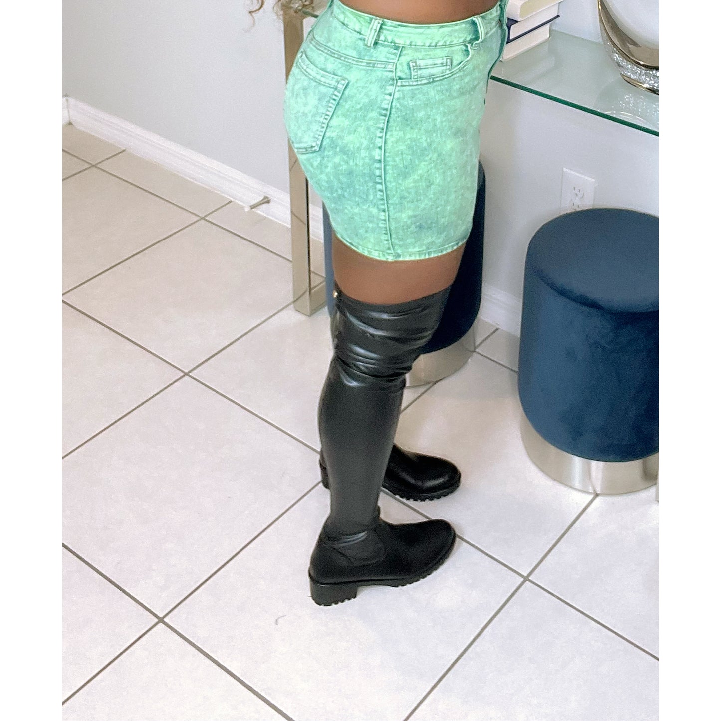 Washed Mini Skirt (Green)