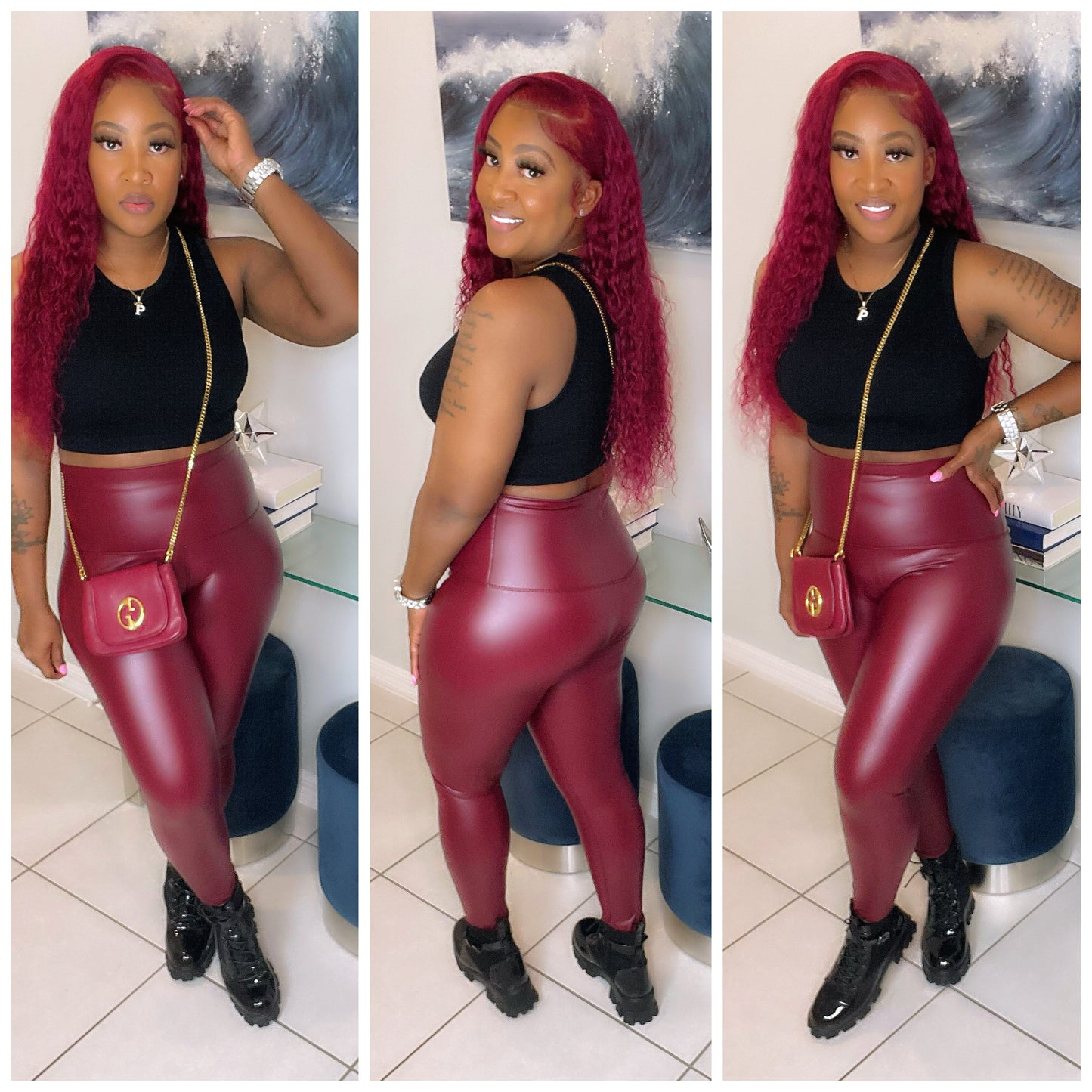 Bodied High waist Leggings(Burgundy)