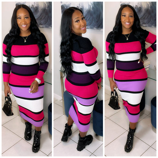 Color Block Dress (Pink)